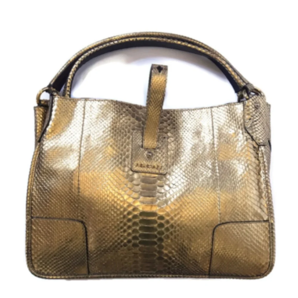 NWT Belstaff Satchel Shoulder Bag Purse Tote Gold - Picture 3 of 12